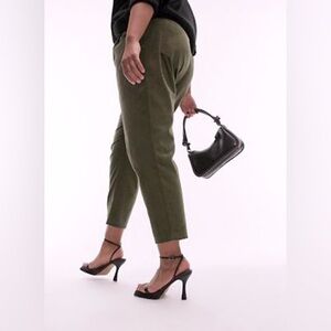 Topshop Curve sz 16 tapered corduroy khaki green pants. Great for layering!
